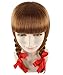 Brown Double Braid Wigs Long Hair with Straight Bangs for Role Play Costume Party