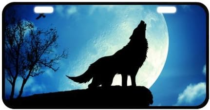 Recommend Discount Black Trim Wolf Metal License Plate for Car 6.1" X 11.8"
