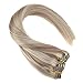 Sunny 14inch Clip in Blonde Hair Extensions Human Hair Dark Ash Blonde Highlight Bleach Blonde 7 pieces 120G Remy Human Hair Extensions Clip in Full Head