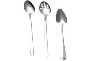 OSOLADY 3pcs Stainless Steel Kitchen Scoops with Serrated and Design Edges Mirror Polished Fruit Scraping