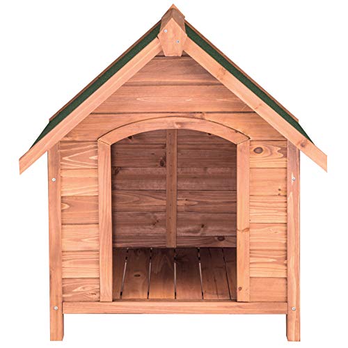 tectake Hundehütte outdoor, groÃe Hütte für Hund, winterfest, Hundehöhle für Zuhause und drauÃen, Holz Box Haus mit aufklappbarem Dach, Hundehaus für drinnen und drauÃen – Bild 5