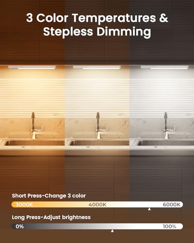 FULEN Under Cabinet Lights,3 Pack Motion Sensor Closet Lights,2500mAh Rechargeable Battery Operated Cabinet Lighting,Stick-On LED Closet Light,Wireless Indoor Lights Bar for Kitchen,Closets,Cabinet