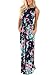 roswear Women's Summer Casual Floral Print Racerback Sleeveless Tunic Maxi Dress Blue MT Medium
