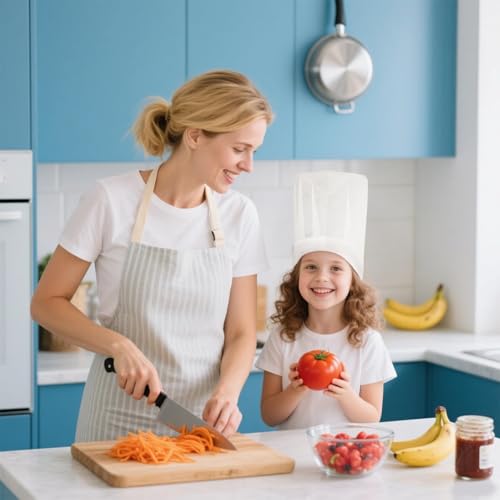20 Pack Disposable kids Chef Hat, Adjustable Non Woven Bakery Hats for kids, Disposable DIY Kitchen Cooking Chef Cap for Cooking, Baking, Pizza Party, Hibachi Party Decorations (White/27 * 20cm)