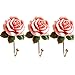 Evoio Wall Hanging Hook Keys Rack Towel Hanger, Decorative Wall Hanger, Heavy-Duty Fancy Hook for Hanging Keys/Towels/Coats/Hats/Bags at Bathroom Door Bedroom Outdoor/Indoor (3PCS, Rose)