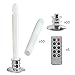 CelebrationLight 10 Pack Flameless Taper Candles with Remote/Timer, Battery Operated Flickering LED Window Candles, Vintage Christmas Electric Fake Candlesticks, Silver Holder