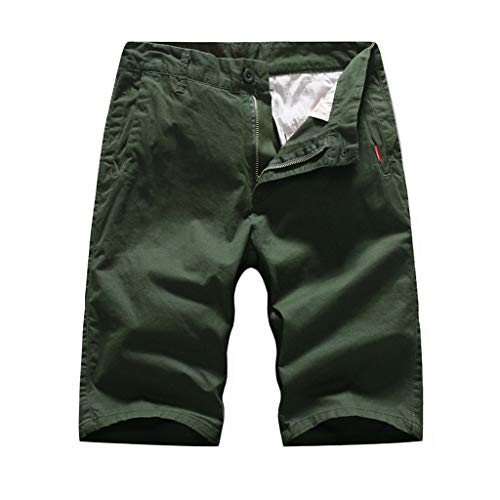 Allywit Mens Cargo Shorts Pants Loose-Fit Casual Work Pants Outdoor Sports Hiking Cycling Cropped Trousers Green