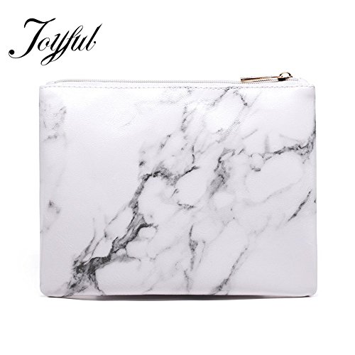 Joyful Marble Cosmetic Bag Zipper Storage Bag Portable Ladies Travel Square Makeup Brushes Bag (8.7″x6.5″)