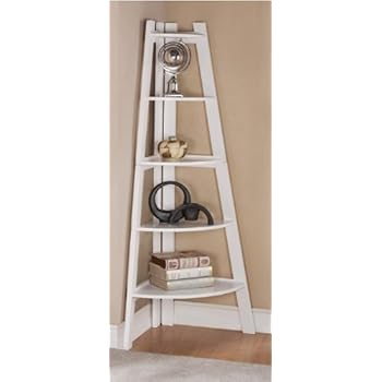 White Finish 5 Tier Corner Display Unit Shelf / Rack F04040