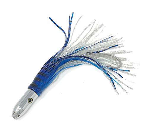 Rigged Trolling Lure Marlin Tuna Mahi Dolphin Durado Wahoo Octopus Skirted Jet Head Fishing Lure-12inch - 320G (Mixed Colors Striped Blue & Silver, 12 inch)