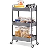 TOOLF 3-Tier Rolling Cart, Metal Utility Cart with