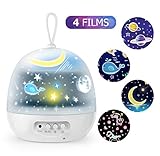 Kids Star Night Lights - 4 Set Films 360 Degree Rotating Star Projector, Bedside Lamp with USB Cable, 4 LED Bulbs, 8 Color Changing, Best for Children Baby Bedroom, Party Decorations, Christmas Gifts