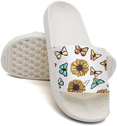 Sunflower And Butterflies Women's Flip Flops Low Top Cool White