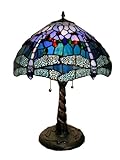 Warehouse of Tiffany WHT008 Tiffany-style Dragonfly Lamp, Blue/Red