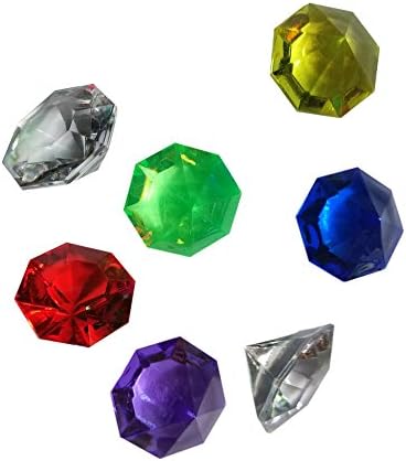 Acrylic Clear Ice Rock Diamonds Crystals Treasure Gems for Vase Fillers, Table Scatter, Birthday Decoration Favor, Event, Wedding, Arts & Crafts - Clear or Colorful (Pk of 36, Colored Diamonds)