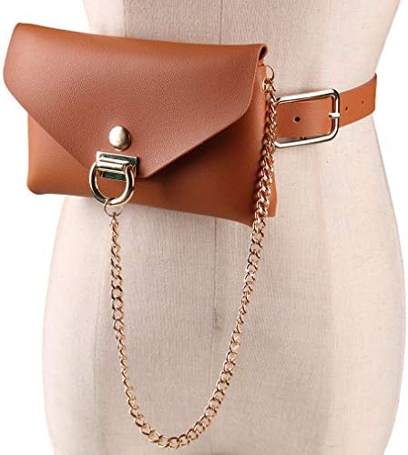 Fashion Snake Pattern Fanny Pack Women Leather Waist Belt Bag with Metal Chain Decoration Cell Phone Pouch
