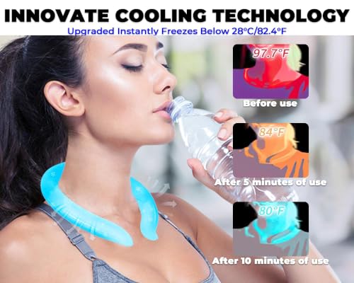 ZFFAFUR Reusable Neck Cooling Ring with Phase Change Material, Lightweight Portable Cooler Wrap for Instant Heat Relief, Ergonomic Fit for Outdoor Work, Sports, Travel, and Office Use – Blue