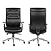 Executive Office Chair High Back Bonded Leather Desk Chair with Adjustable Armrests and Sliding Spring Seat (Black)