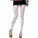 Voglee New Sexy Lady Rose Floral Lace Tights Leggings Slim Pants (one size, White)