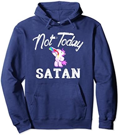 Unisex Not Today Satan Hoodie Medium Navy