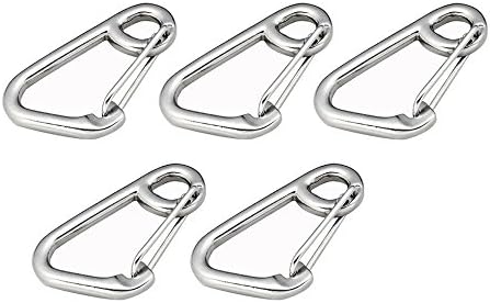 Proteus Stainless Marine Grade Spring Hook Carabiner Quick Hitch Boat Trailer with Eyelet for Kayaking, Canoeing, Hiking, Outdoor Use, Pack of 5