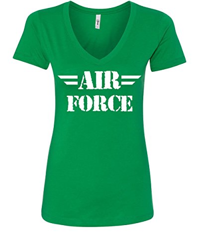 Tee Hunt Air Force Women's V-Neck T-Shirt Military Veteran POW MIA Air Force Mom Green Medium at Amazon
