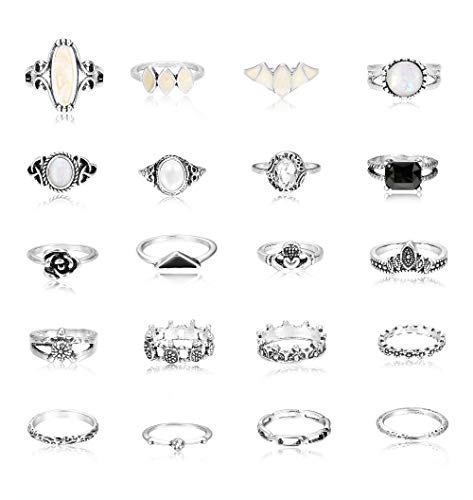 Milacolato 20PCS Vintage Knuckle Ring Set for Women Girls Boho Stackable Midi Fingers Rings