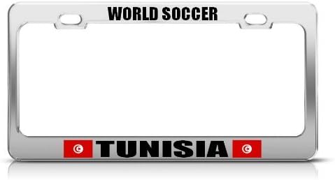 Yves Horace Tunisia Flag Chrome Sport Soccer License Plate Frame Stainless Metal Tag Holder