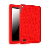 Fintie Silicone Case for Fire 7 2015 - [Honey Comb Series] Light Weight [Anti Slip] Shock Proof Protective Cover [Kids Friendly] for Amazon Fire 7 Tablet (Fire 7