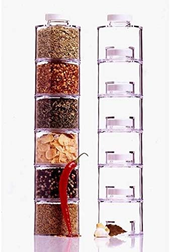 SOCHEP Spice Tower Stacking Bottles with Sifter Lids (Set of 6)
