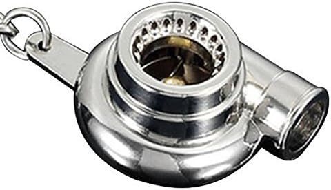 New Spinning Turbo Turbocharger Keychain Compressor Key Chain Ring Keyring Keyfob (Polished Silver)