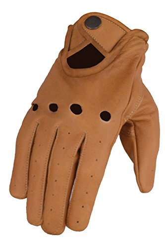 Milwaukee Leather Men's Leather Driving Gloves with Wrist Snap (Saddle, Medium)
