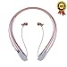 Bluetooth Headphones Wireless Headset Retractable Stereo Neckband Earbuds with Mic (12 Hours Play Time, Bluetooth 4.1, Noise Canceling, Rose)
