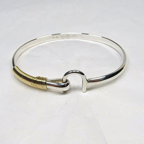 St. Croix Hook Bracelet 4 mm, Sterling Silver and 14K Gold