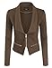Doublju Womens Classic Stretch Knit Zip-Up Moto Jacket