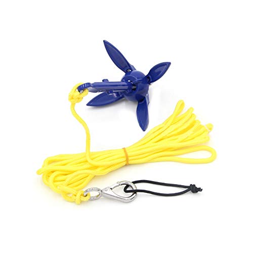 Grapnel Anchor Folding Compact Anchor with Rope for Kayaks, Canoes, Paddle Boards (Blue)