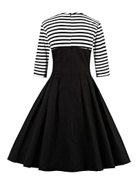 Wellwits Vestido de cóctel estilo años 50, estilo retro, a rayas, para mujer