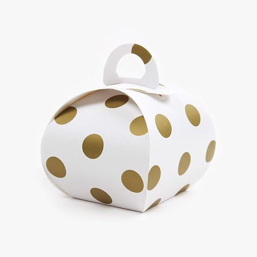 DECOLUV Pumpkin Shaped Gift Boxes - Set of 5 Decorative Treats Boxes, Cookies, Goodies, Candy and Homemade Soaps Gift Boxes for Christmas, Birthdays, Holidays, Weddings, Etc (Gold Dot)