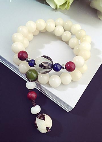 Tutu New Tibetan-Style White Green Bodhi Root Buddha Beads, Tibet Blessing Pray Bead Necklace