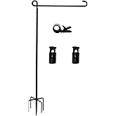 Garden Flag Stand-Holder-Pole High 38.5 Inch with 5 Prong Base Stopper and Anti-Wind Clip for Small Garden Flags 12 x 18,Decorative Flags,Yard Flags,Seasonal Flags