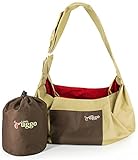 UGGO Pet Sling Carrier and Feeding Bag 2in1 SET.Outdoor,Handsfree,Waterproof,Adjustable Strap Carrier for Dog/Cat/Rabbit up to 14Lbs (Beige) and Transport/Deposit/Feeding Smaller Bag.