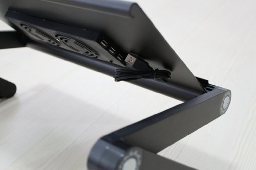 Uncaged Ergonomics WorkEZ Executive 2 Fans and 3 USB Ports Adjustable Ergonomic Laptop and Tablet Stand, Black (WEEFHb)