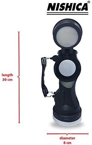 NISHICA 7 W Laser and 1 W LED Torch Flash Light with Solar Panel/AC Charging Wire