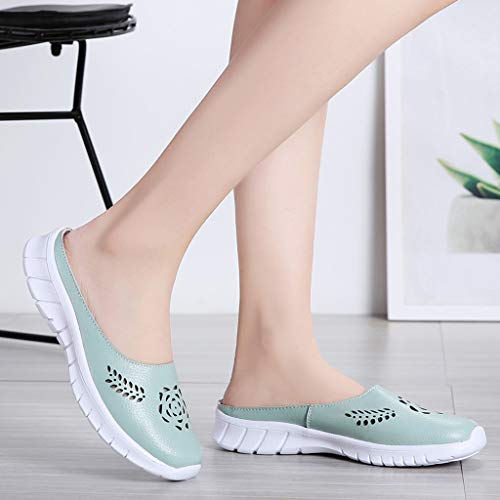 SSYongxia❤ Women's Walking Casual Slip-on Shoes - Classic Comfort Clogs Slingback Mary Jane Flats Green - Thumbnail 2