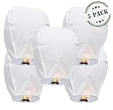5-Pack Biodegradable Chinese Lanterns | Premium Eco Friendly White Paper Japanese Lanterns with Marker - Release in Funeral Memorial/Wedding/New Years/Festival Celebration (Large)