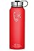 Swig Savvy Sports Water Bottle, Vacuum Insulated Stainless steel, Double Wall Wide Mouth Leakproof Lid - 40oz (Red)