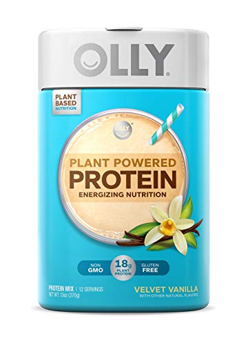 OLLY Plant Powered Protein, Protein Powder, 13 oz (12 Servings), Velvet Vanilla, 18g Plant Protein, Vegan