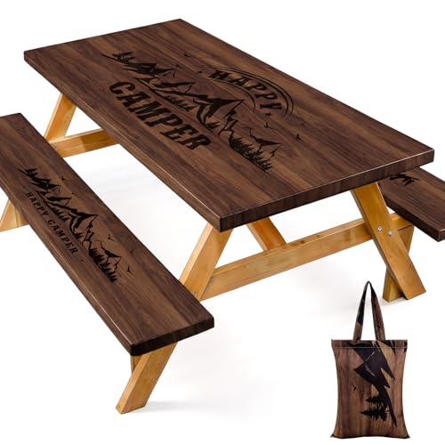 Dntorx Picnic Table Cover with Bench Cover, 72in Camping Tablecloth, Brown at Amazon