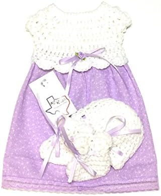 MiC Crafts Handmade Crochet Baby Set Layette White Purple Micro Preemie (Micro Preemie 2-3 lbs)