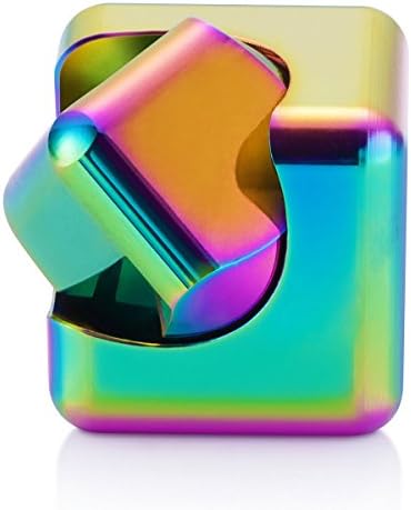 TOOBOM Fidget Cube Spinner Finger Toy - Metal / Gradient Colors - Very Quiet Hand Cube Toy Small Stress Reducer Hand Spinning Toy